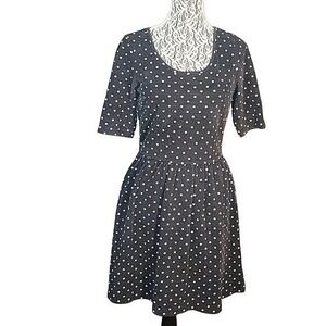 MAISON JULES Women's Polkadot Retro Pin-up fit and flare dress size M Black‎